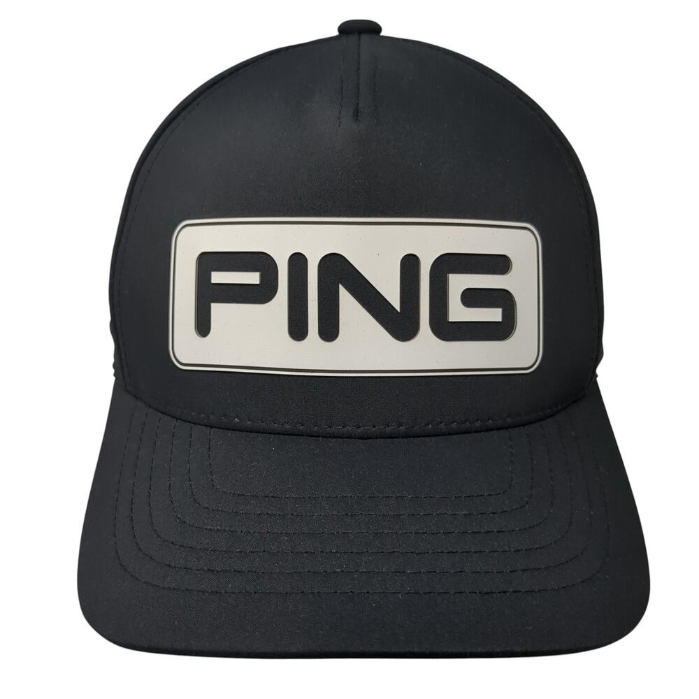 Ping Snapback Hat Solid Black One Size Adjustable… - image 1
